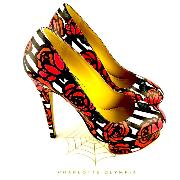 Charlotte Olympia Rose Print Dolly Pumps - Picture 3 of 6
